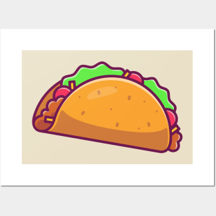 Taco Cartoon Illustration Posters and Art